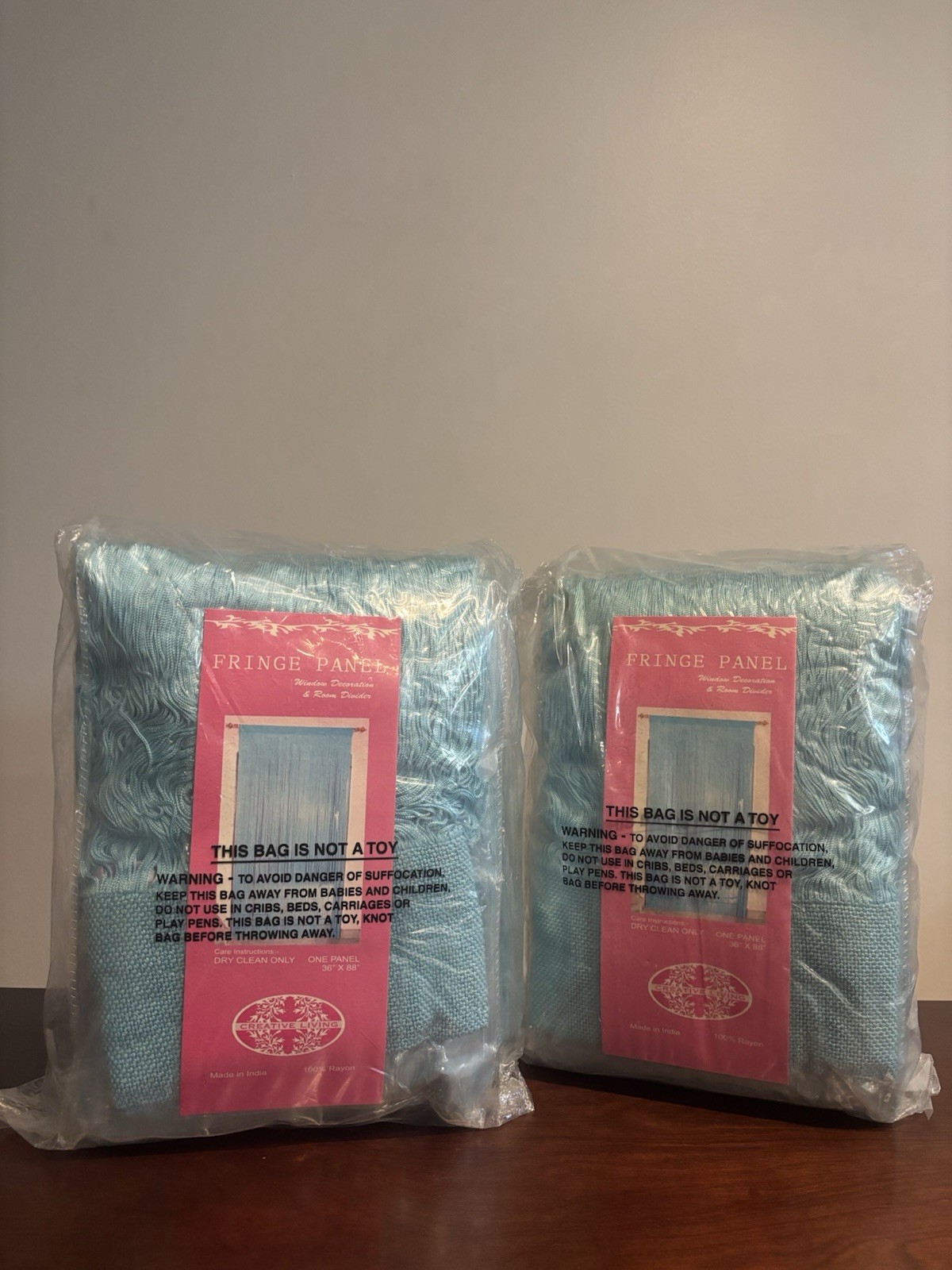 Creative Living 36″x 88″ Turquoise Fringe Window Curtains 4 Panels Vintage Decor