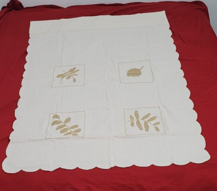 Crochet Leaves 2 Panels w/Valance & 2 Panel Tiers Cotton Off White 5 Pc READ