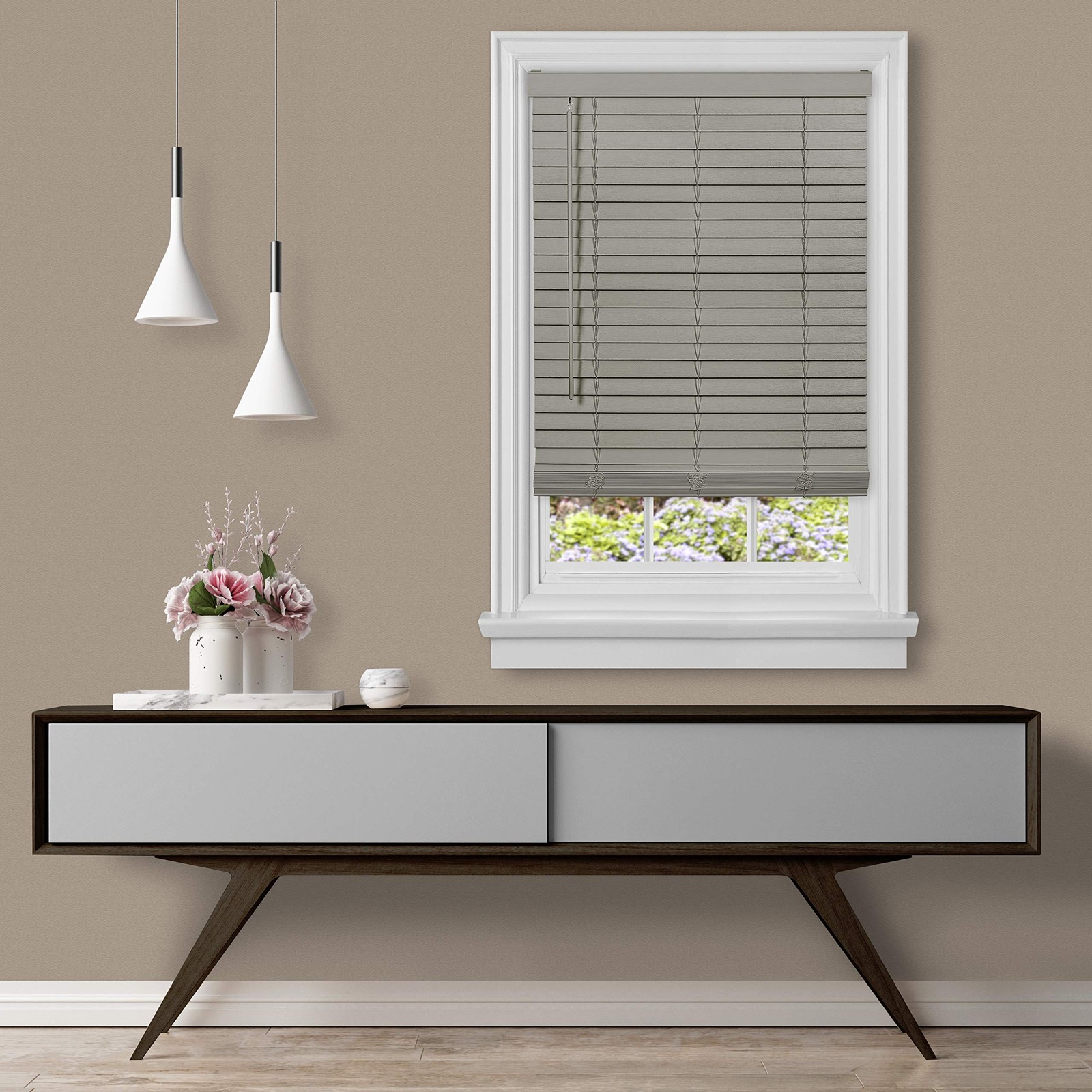 Cordless Room Darkening Plantation Blind – 35 Inch Width, 64 Inch Length, 2 Viny