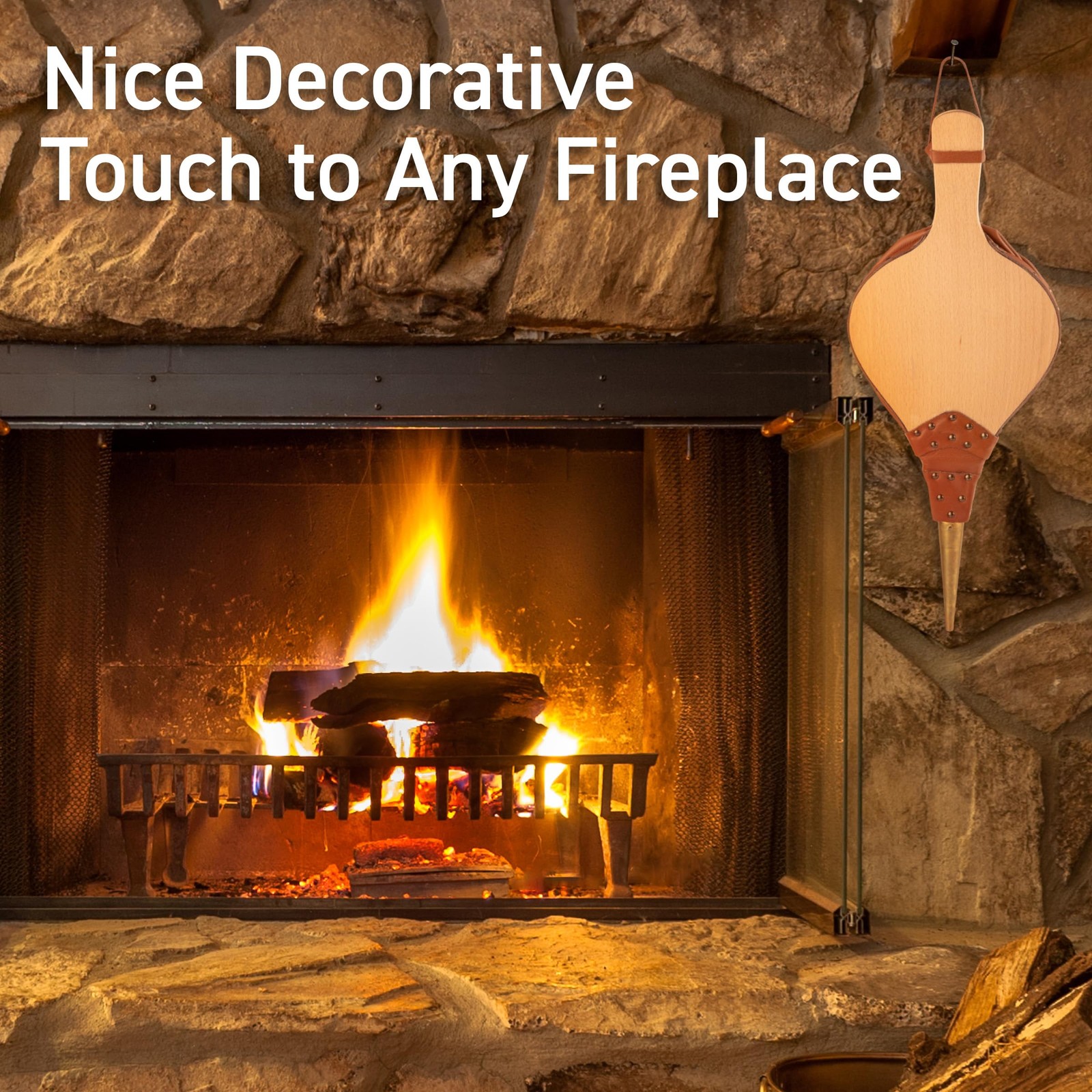 Fireplace Bellows Indoor or Outdoor Fire Pit Tools – 18.75” x 7.5” Large Fire…