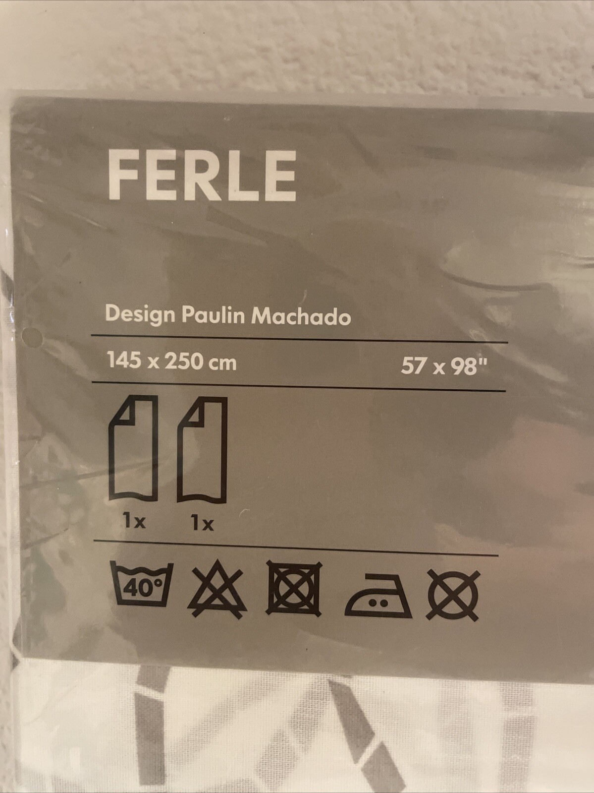 Ikea FERLE Curtains 2 Panels (1 pair) 57″ x 98″ Geometric Gray / White NEW