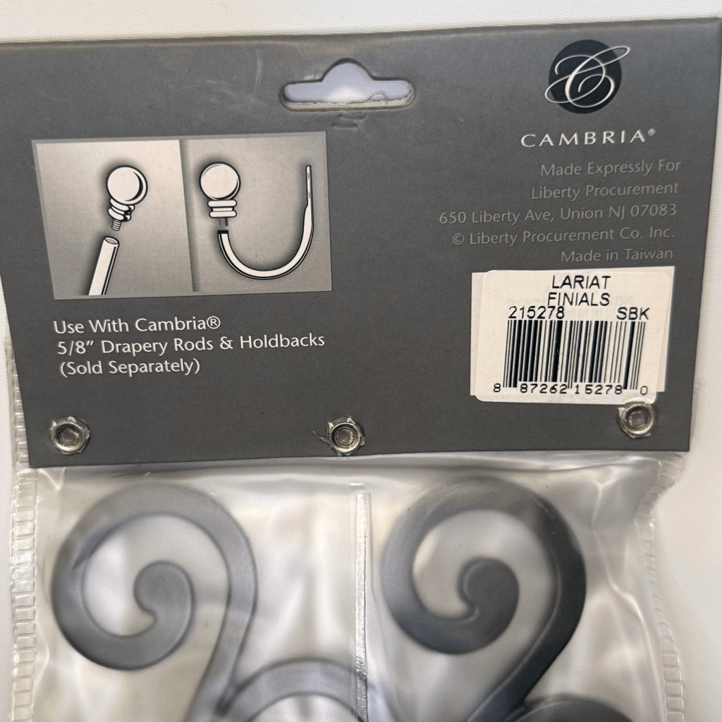 Cambria Classic Finials satin black 5” NIB
