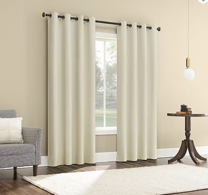 Sun Zero Atmosphere Grommet Top 100% Blackout Curtain Panell 50x63in Ivory