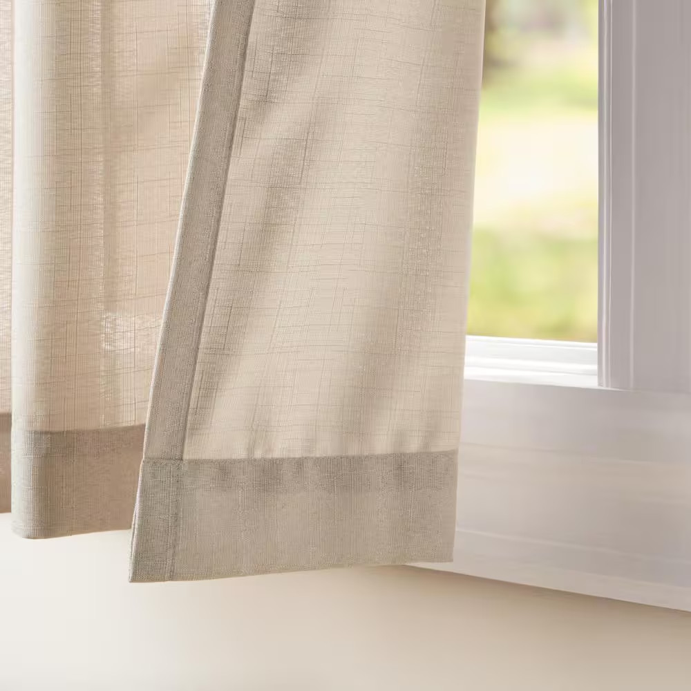 Loha Beige Solid Light Filtering Grommet Top Curtain, 54 In. W X 84 In. L (Set o