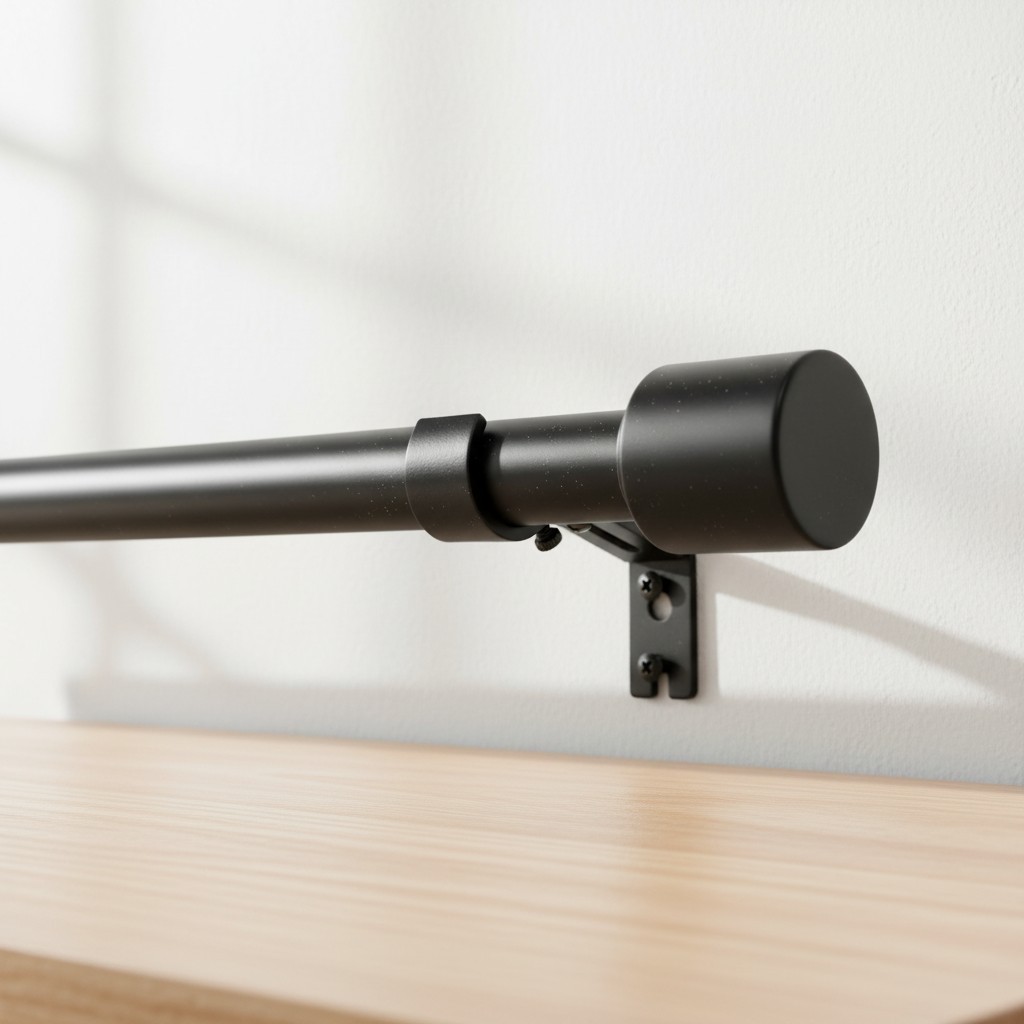 Adjustable Heavy Duty Curtain Rods 1 Inch Diameter Matte Black 30-144 Inches