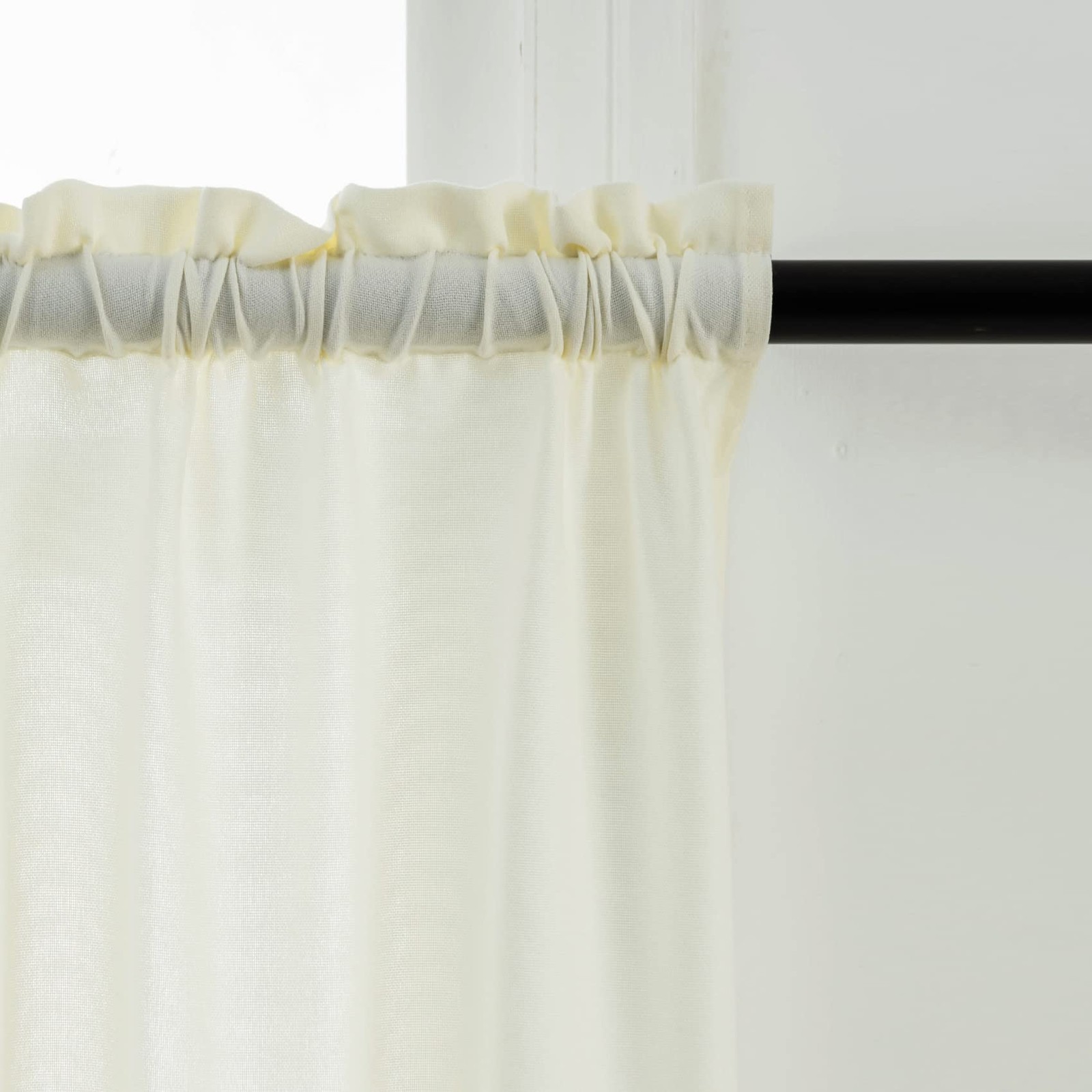 Upopo Ivory Curtains Kitchen Privacy Semi Sheer 84 Inch Long Linen Textured