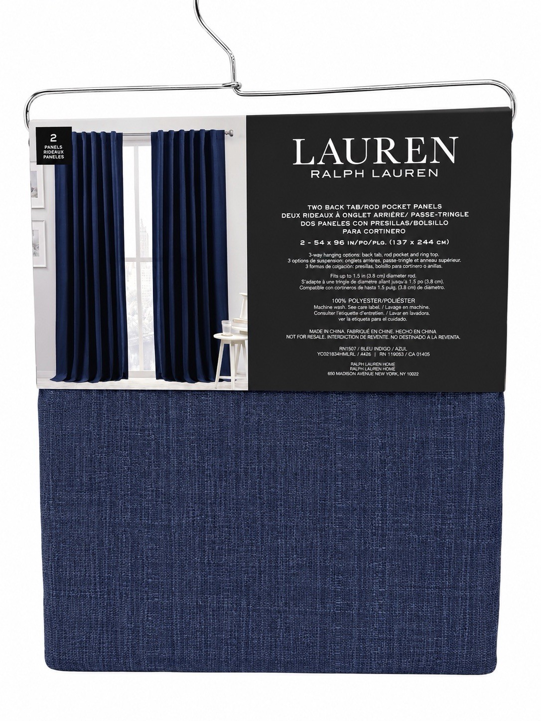 Lauren Ralph Lauren Blue Solid Rod Pocket Panels 54×96 Set of 2 Light Filter