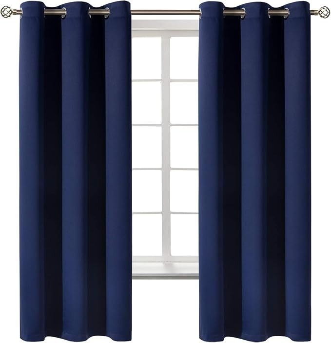 Blackout Curtains for Bedroom 63 Inches Long – Navy Blue Room Darkening Therm…