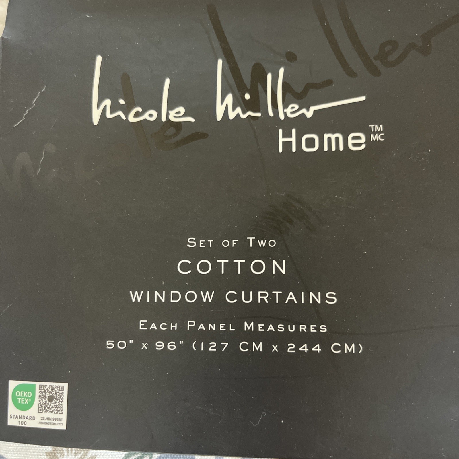 2 Nicole Miller Floral Jacobean Cotton Back Tab Window Panels – New – 50 x 96”