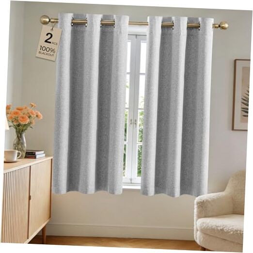 100% Blackout Curtains for Bedroom Living Room 63 35″W x 63″L (Pack of 2) Grey
