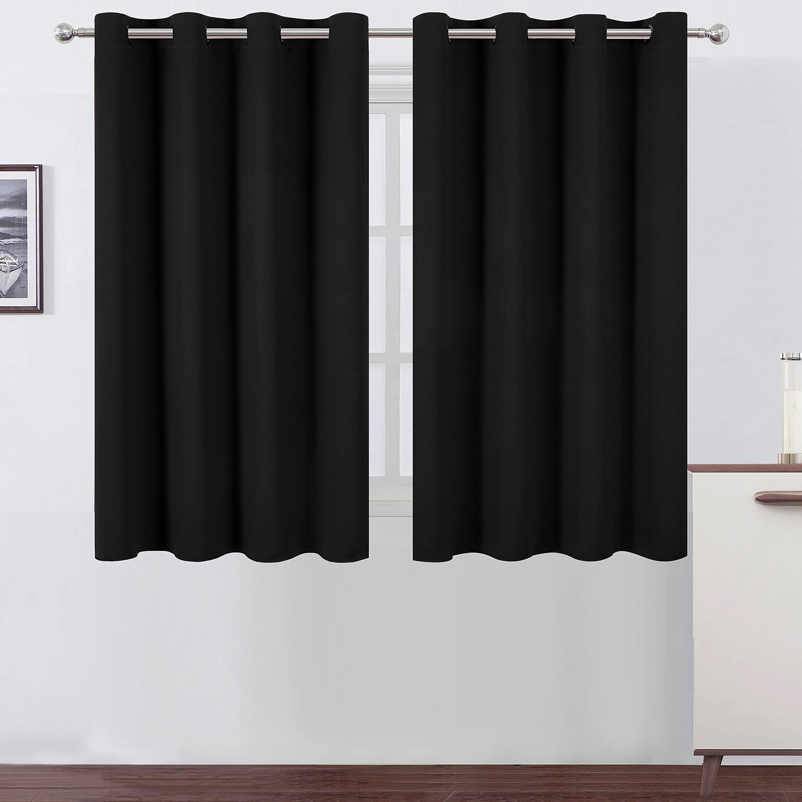 Black Thermal Blackout Curtains/52 x 54 Inch/Set of 2 Panels Room Darkening C…