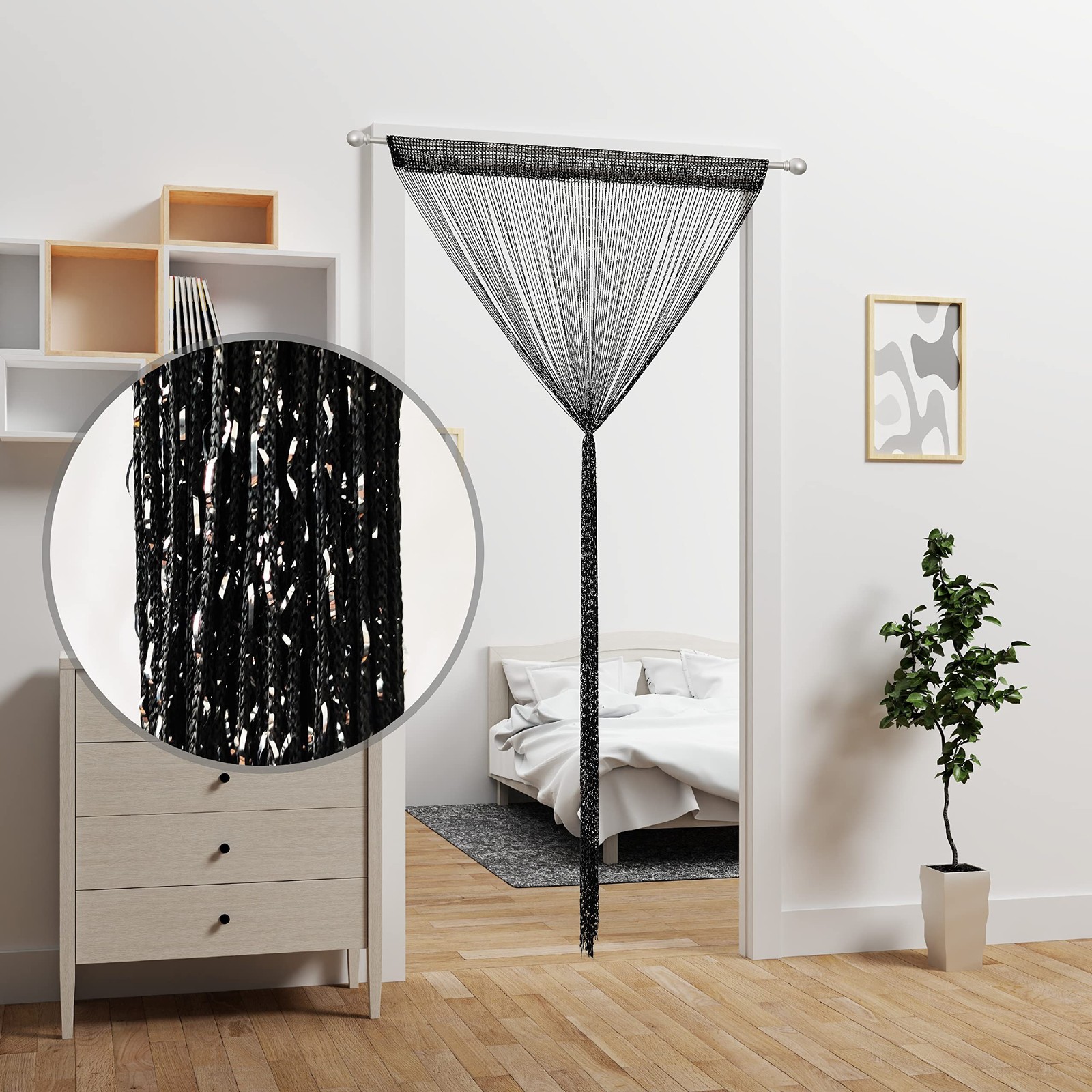 Door String Curtain Beaded Hanging Room Divider Curtain for Closet Windows Doors