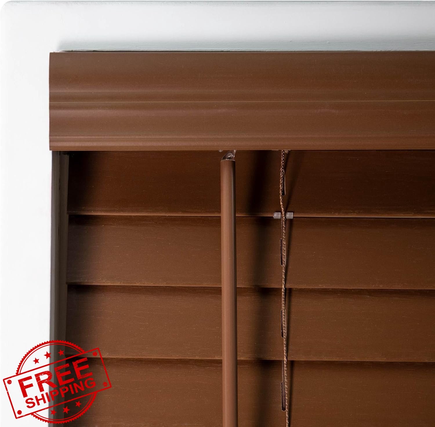 DEZ FURNISHINGS 20.5″Wx60″H Bark Brown Faux Wood Blind