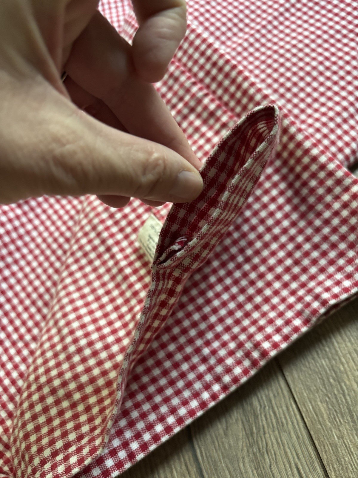 Pottery Barn Kids Red Gingham Curtain Panel 44×84 Cotton Window Drape Cottage