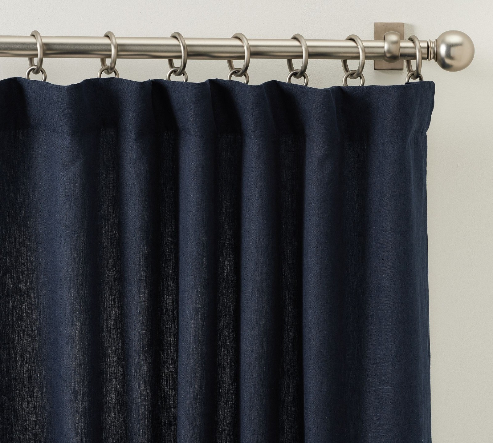 Pottery Barn Set of 2 Belgian Flax Linen Curtains 50″ x 120″ MIdnight Blue NEW