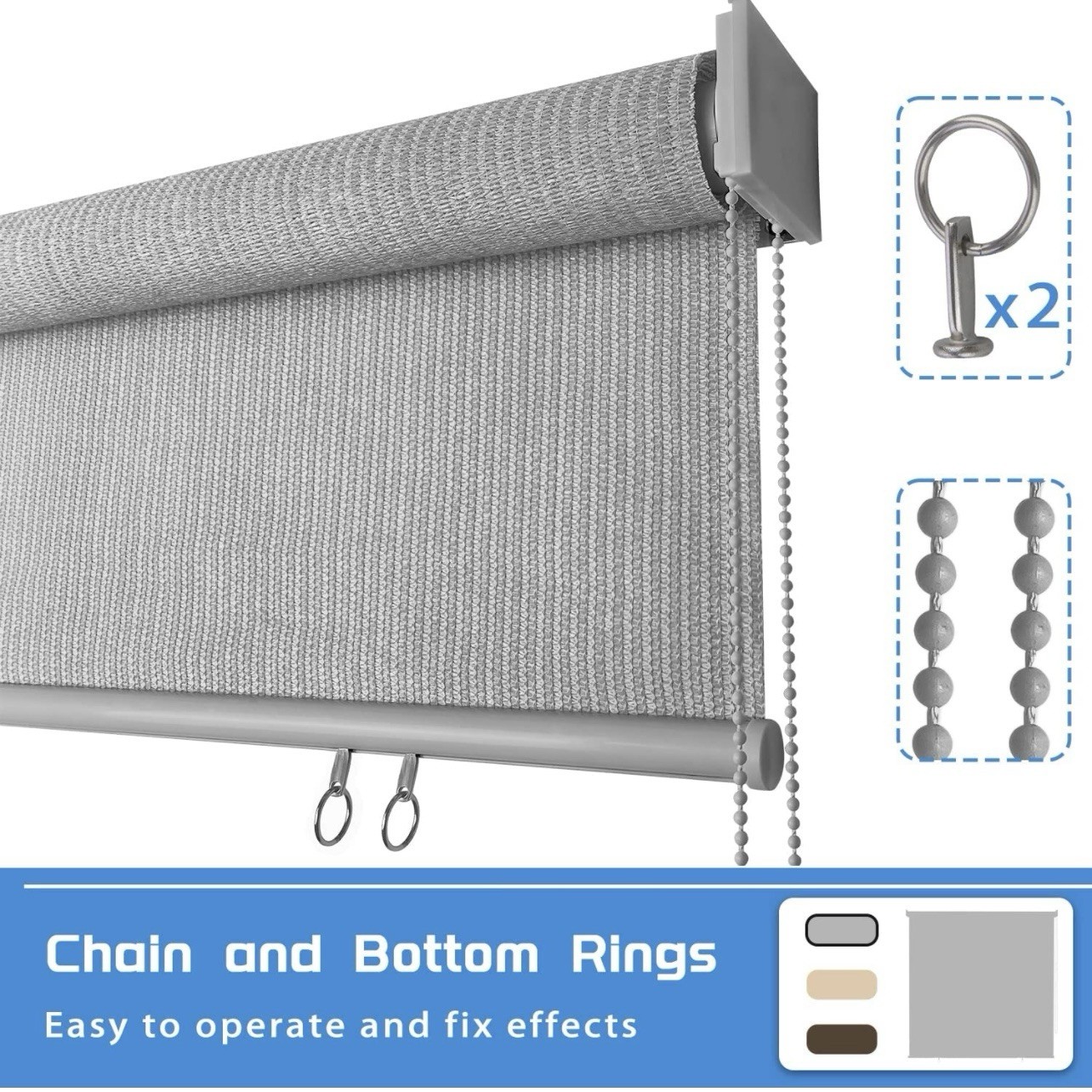 Exterior Roller Shade Outdoor Roll Up Shade Cloth Patio Blinds 4×6 Feet