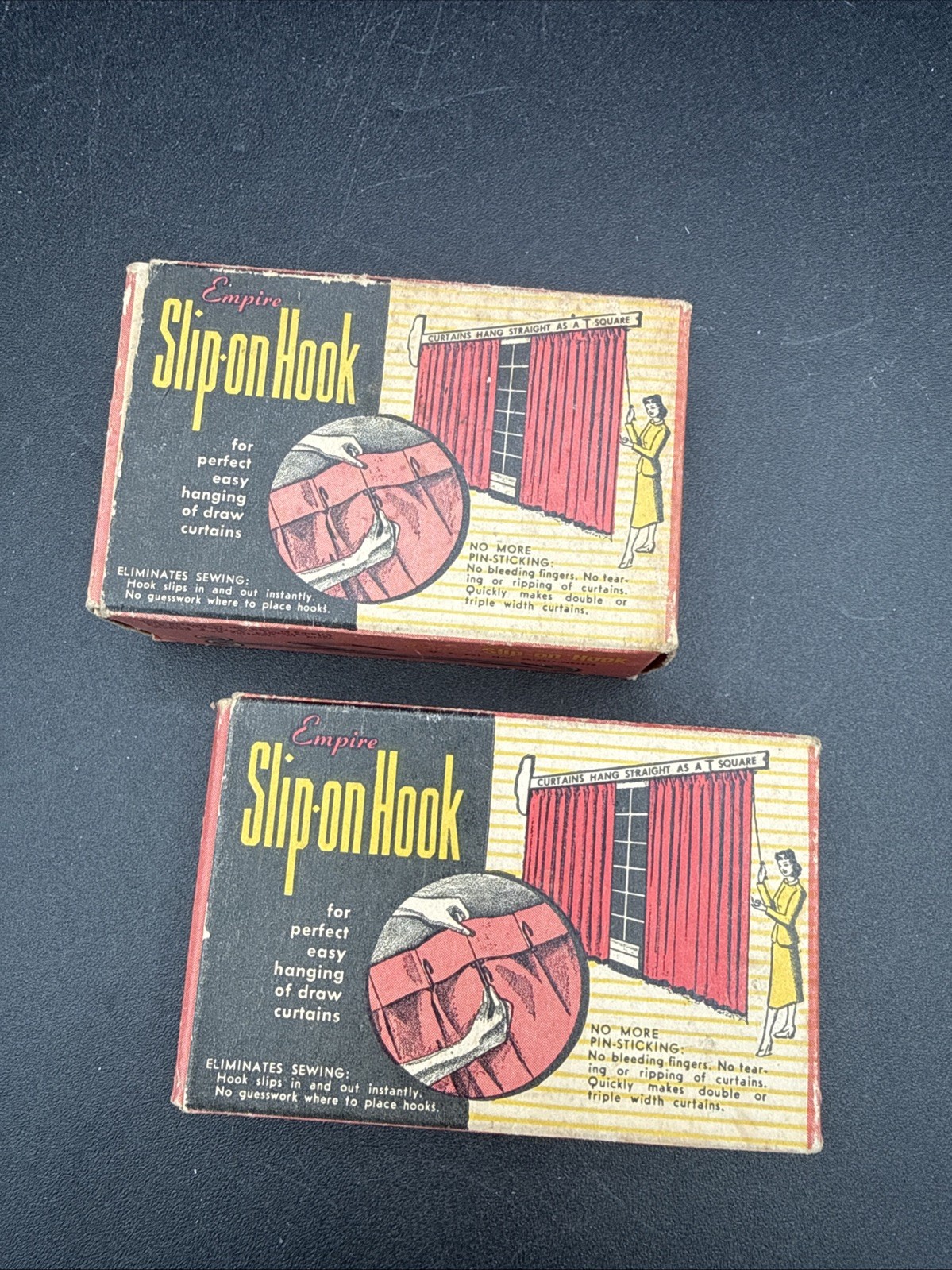 Empire Vintage Slip On Steel Drapery Curtain Hooks Original packaging Qty 28 USA