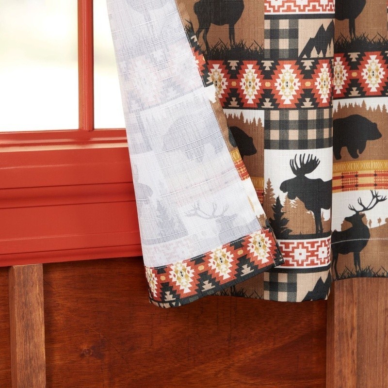 Moose Lodge Light Filtering Curtain Panel Set Rustic Rod Pocket Drapes 2 Pieces