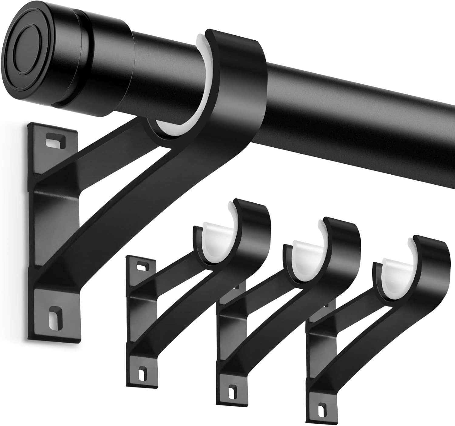 Heavy Duty Curtain Rod Brackets for 1 Inch Rod Black 4 Pack