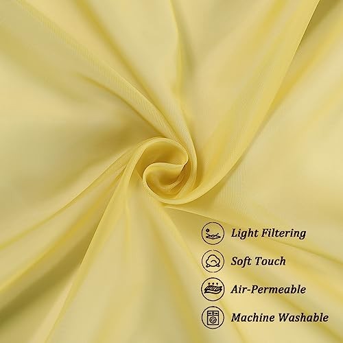 Sheer Valances for Windows 2 Pack, 42Wx14L 42″W x 14″L (Pack of 2) Yellow