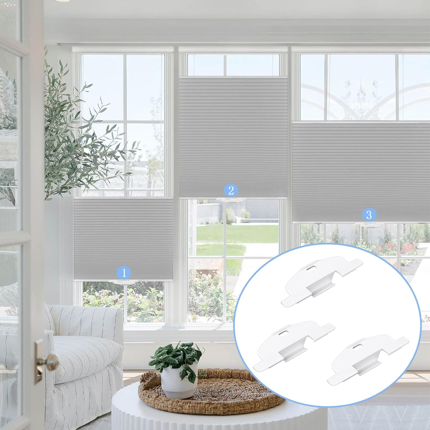3/4″ Pleat Lite Rise Blind Pulls for Hunter Douglas Shades, White (3 Pack)