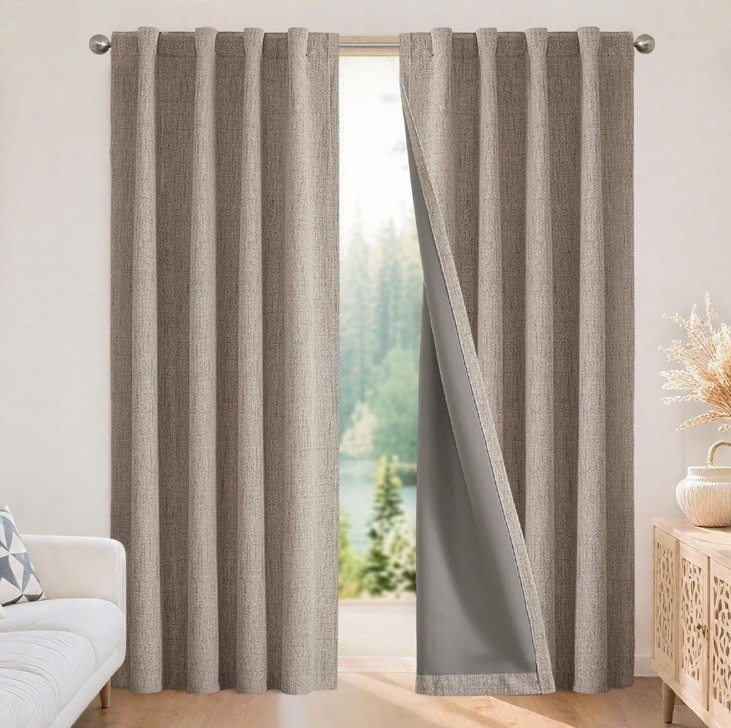 Joydeco 100% Blackout Curtains for Bedroom – Nature Linen 52”W x 84”L(Pack of 2)