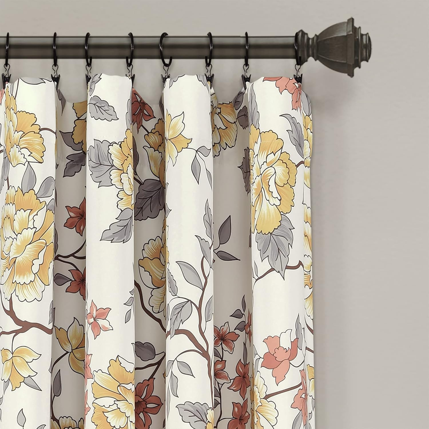 Ivana White Floral Light Filtering Curtain Panels, 84″ x 52″ Pair