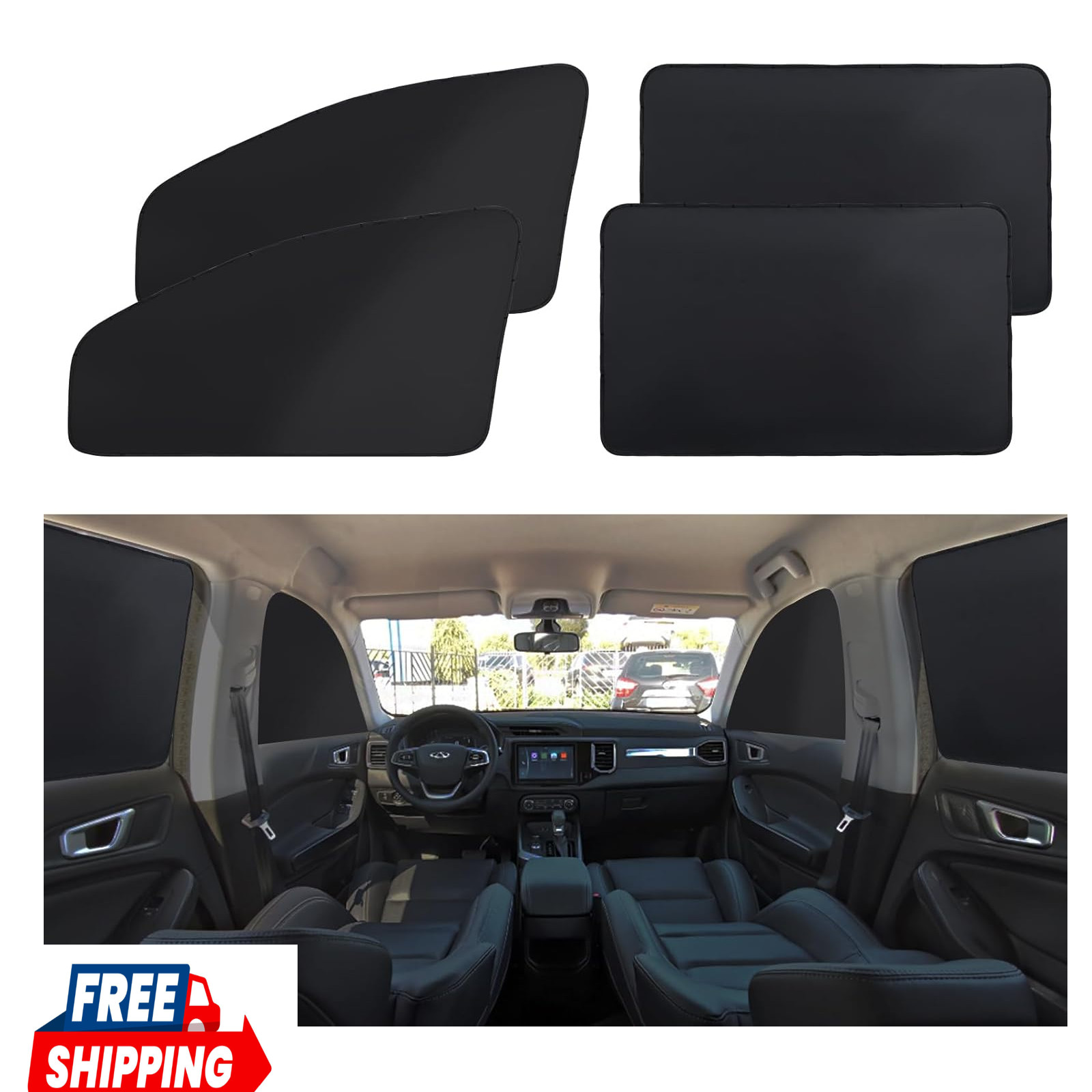 XCBYT Magnetic Car Window Shades for Side Window, 100% Blackout Privacy | 4-Pack