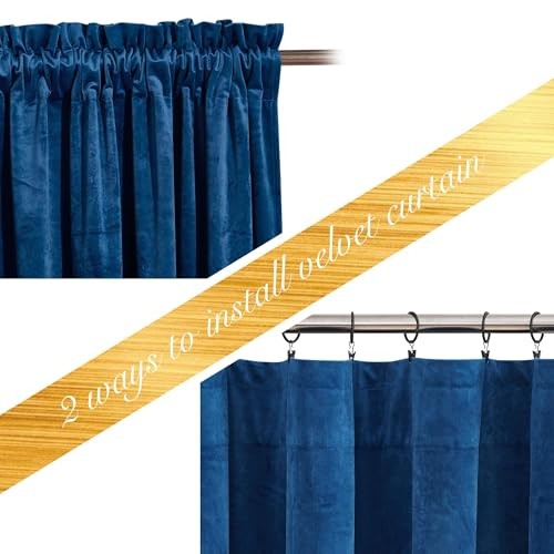 Royal Blue 96 inch Velvet Curtains 52″W x 96″L (Pack of 2) Blue Series – Blue