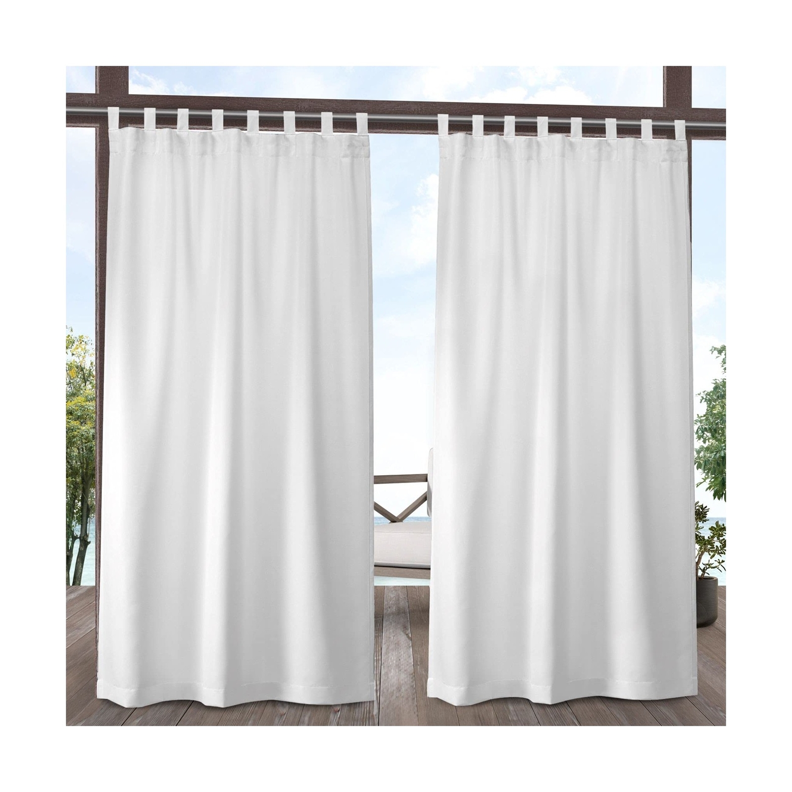 Exclusive Home Cabana Solid Indoor/Outdoor Light Filtering Hook-and-Loop Tab …