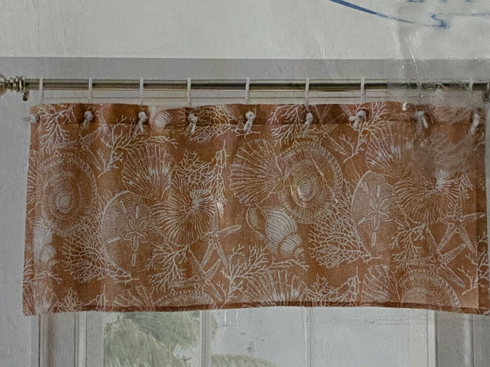 Coastal Life Seashells Window Valance coral 50″ x 18″ beach ocean new