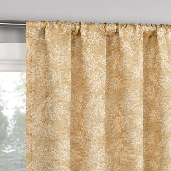 1pc 50"x63" Koda Leaf Woven Jacquard Semi-Sheer Rod Pocket Curtain