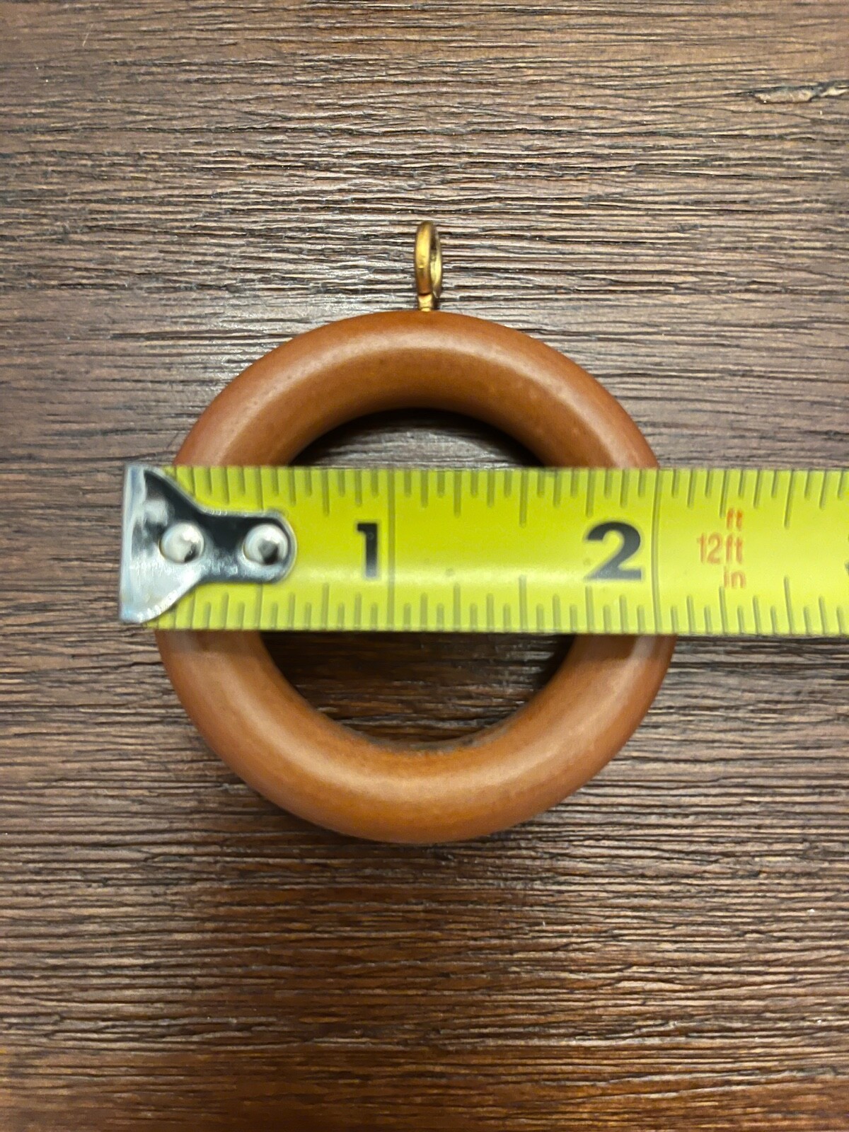 Wooden Curtain Drapery Rings with Eye Hook Light – Medium Brown 16 Pieces
