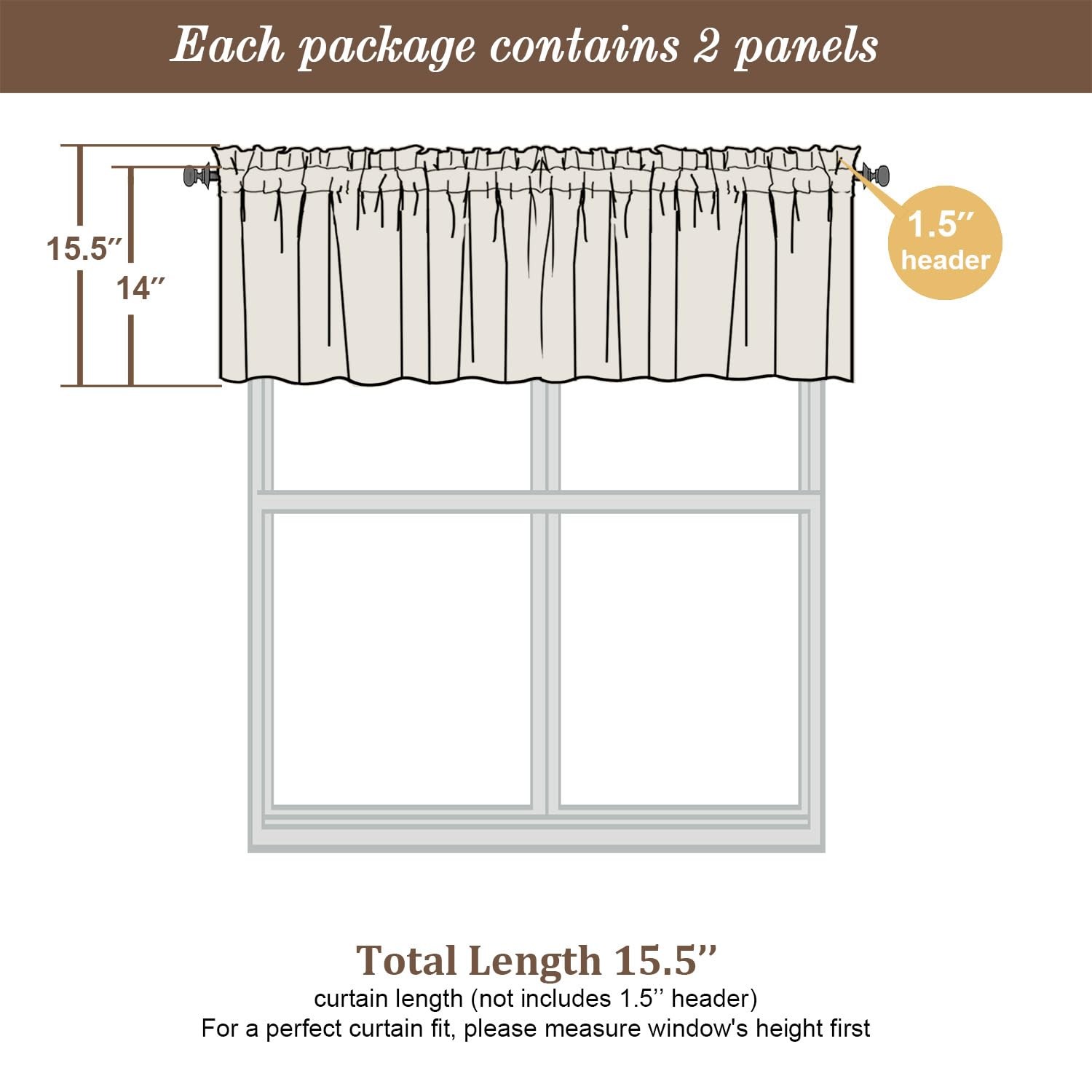 Chyhomenyc Light Blue Sheer Valances for 42″W x 14″L (Pack of 2), Sky