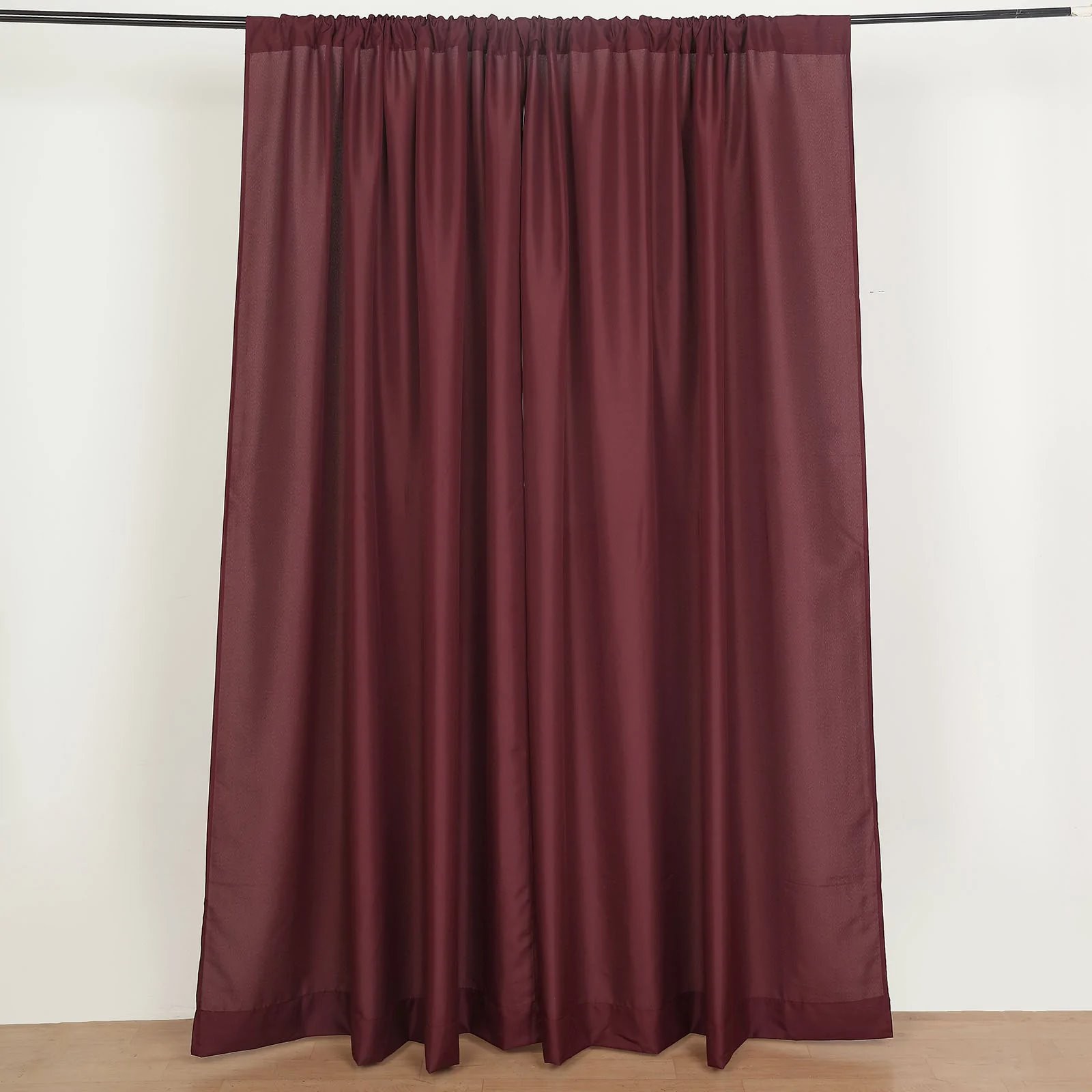 BURGUNDY 2 Drapery Panels 8 ft Polyester Backdrop CURTAINS Rod Pockets Party