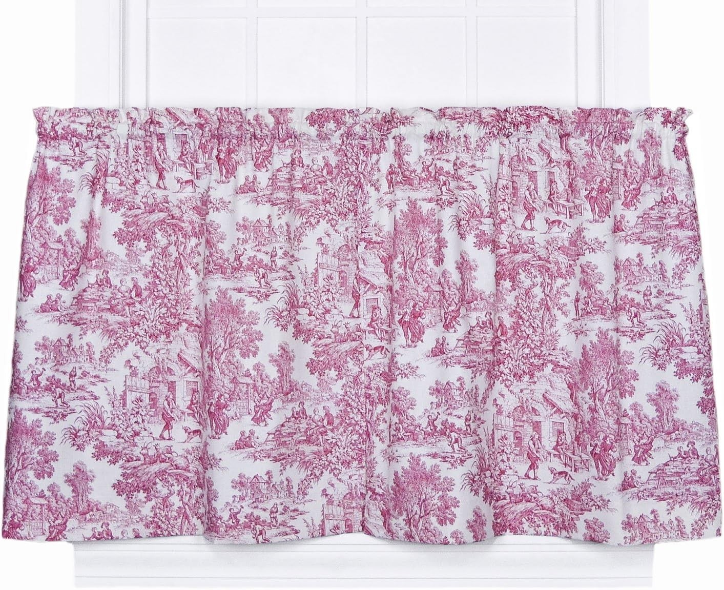 Victoria Park Toile 68-Inch-by-54 Inch Tailored Panel Pair W/ Tiebacks Red