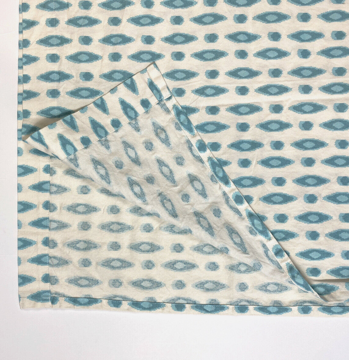 Set 3 Custom Curtains Handmade Canvas Blue Boho Ikat Print Short Valances Cotton