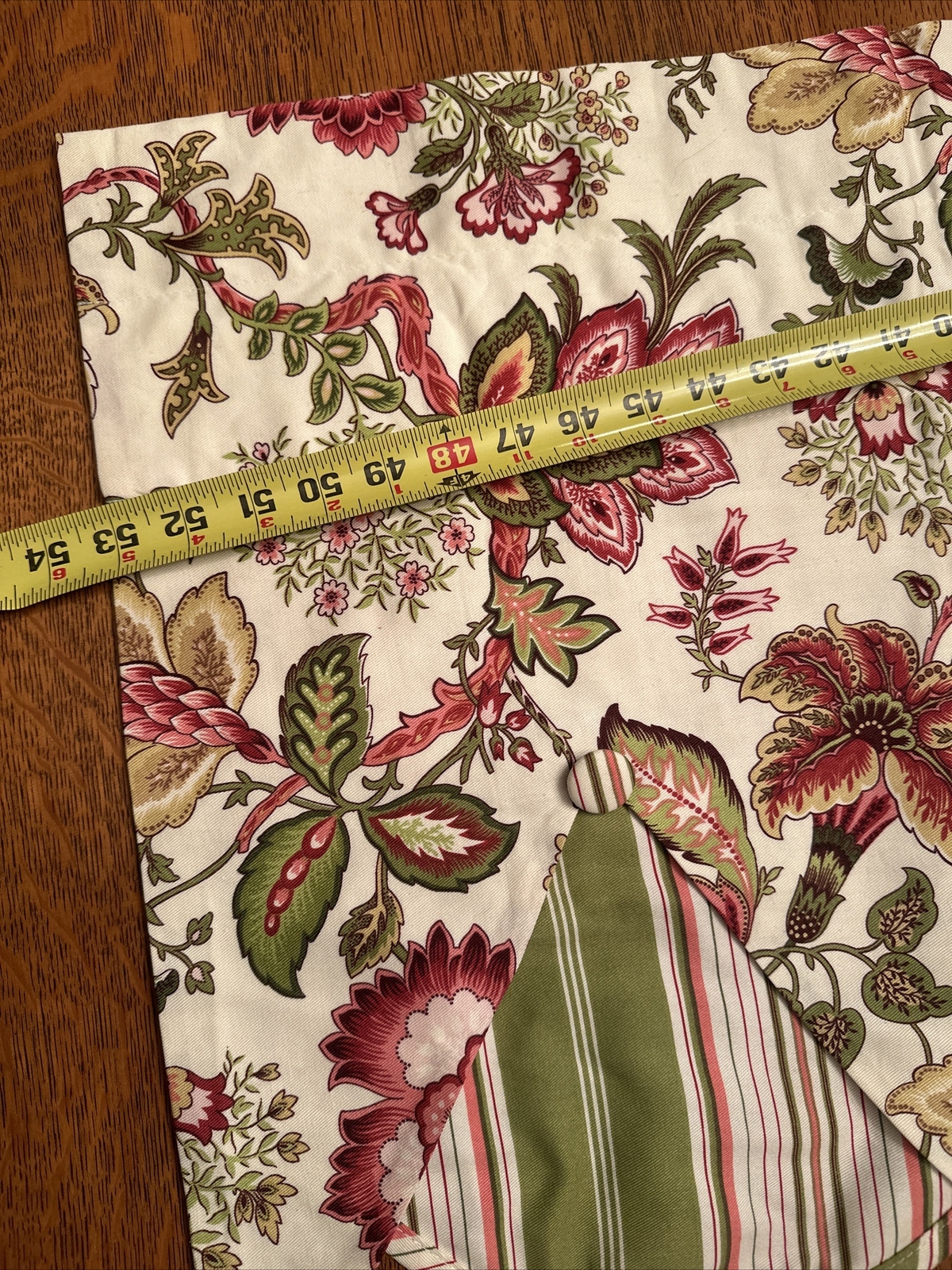 Waverly Valance Navarra Raspberry Floral Striped Tiered Rod Pocket 54”x 18.5”