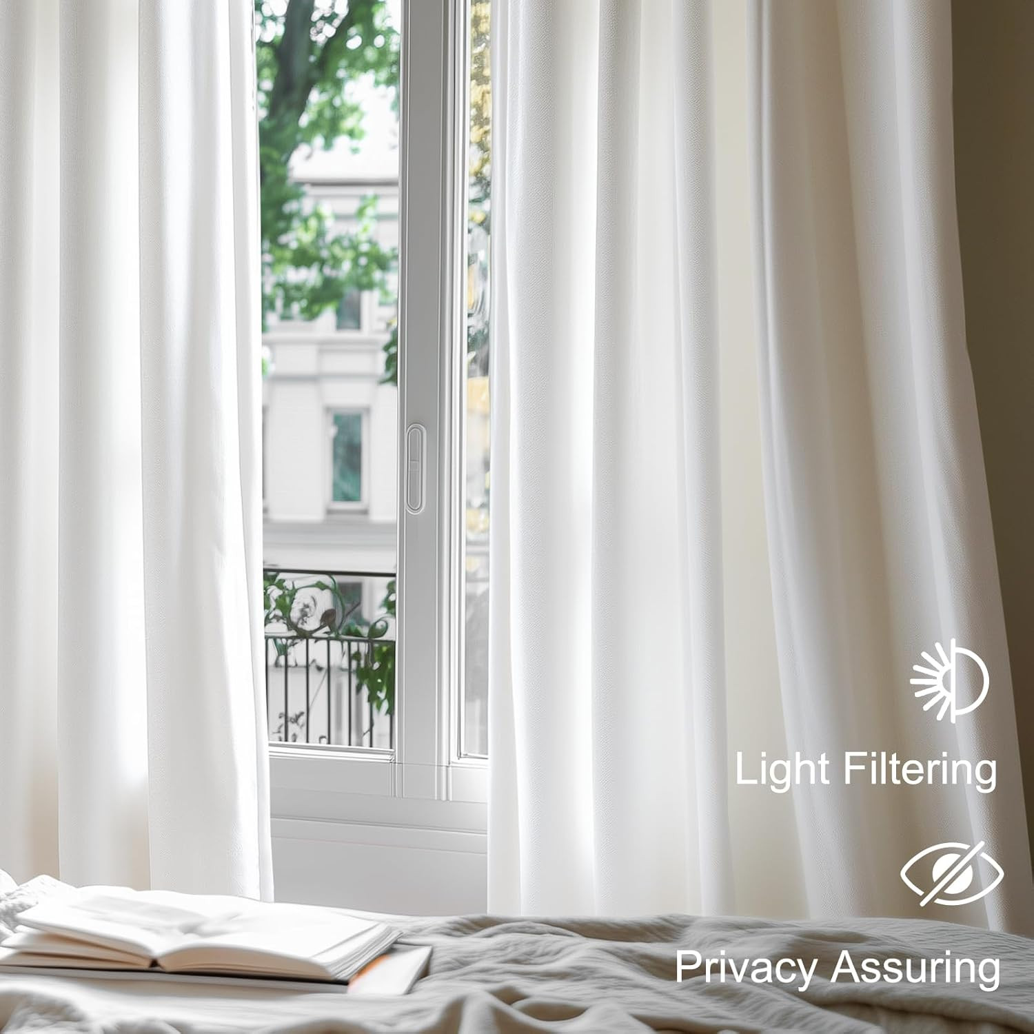 Luxury White Velvet 108″ Light Filtering Curtains – 2 Panels for Home Decor