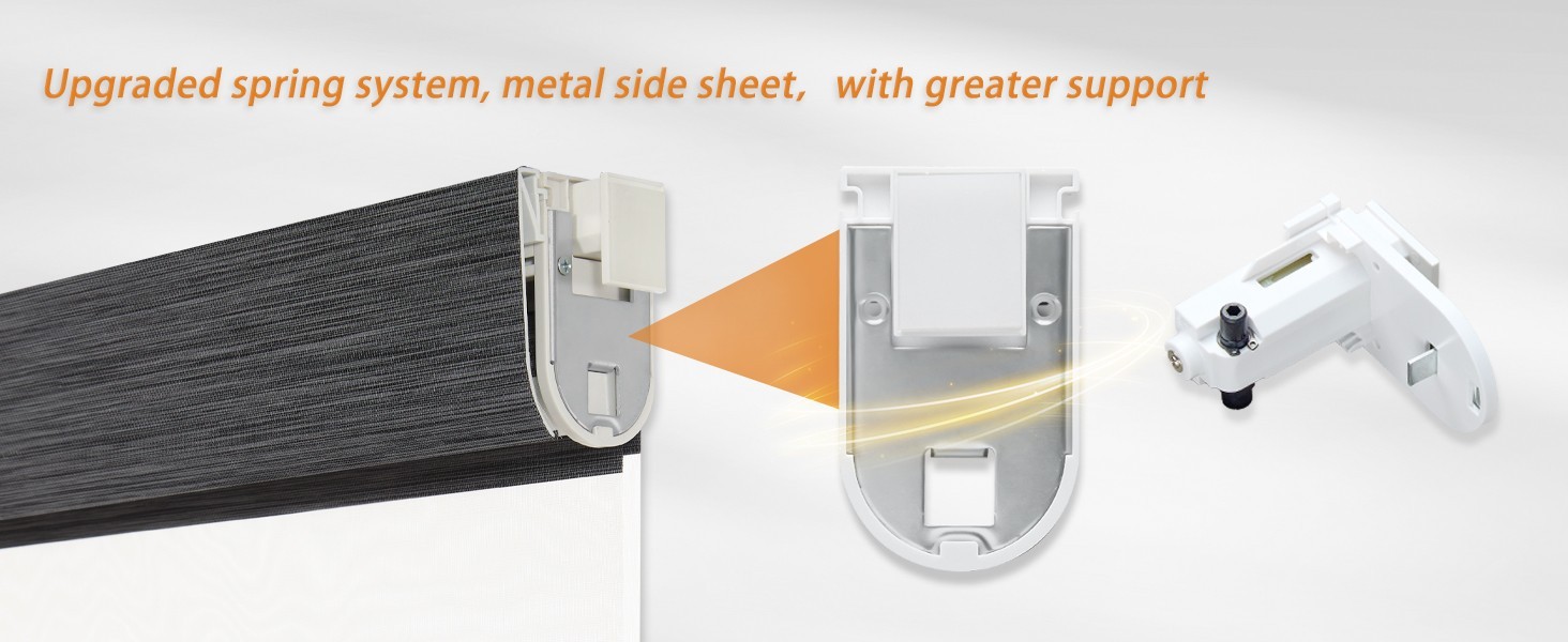 Gray METechs No-Drill Zebra Blinds – Dual Layer Light Filtering Cordless Shades