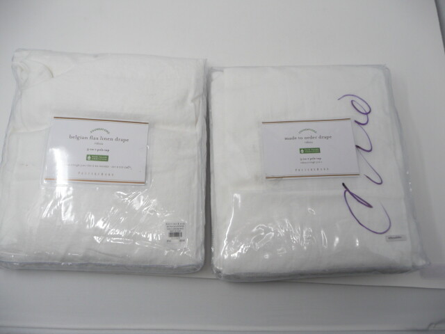 Pottery Barn Belgian Flax Linen White 48×84 Drapes S/2 made to order cotton lin