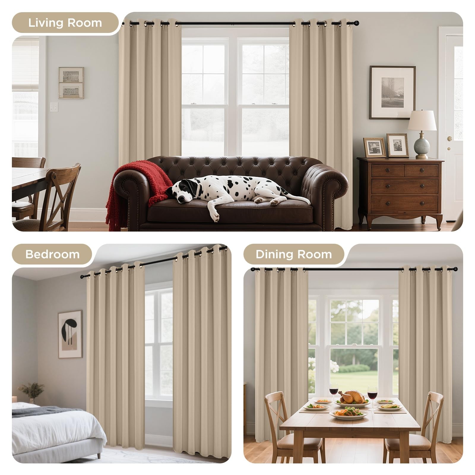 Joydeco Blackout Curtains 108 Inch Length 2 Panels Set, Thermal Insulated Long C