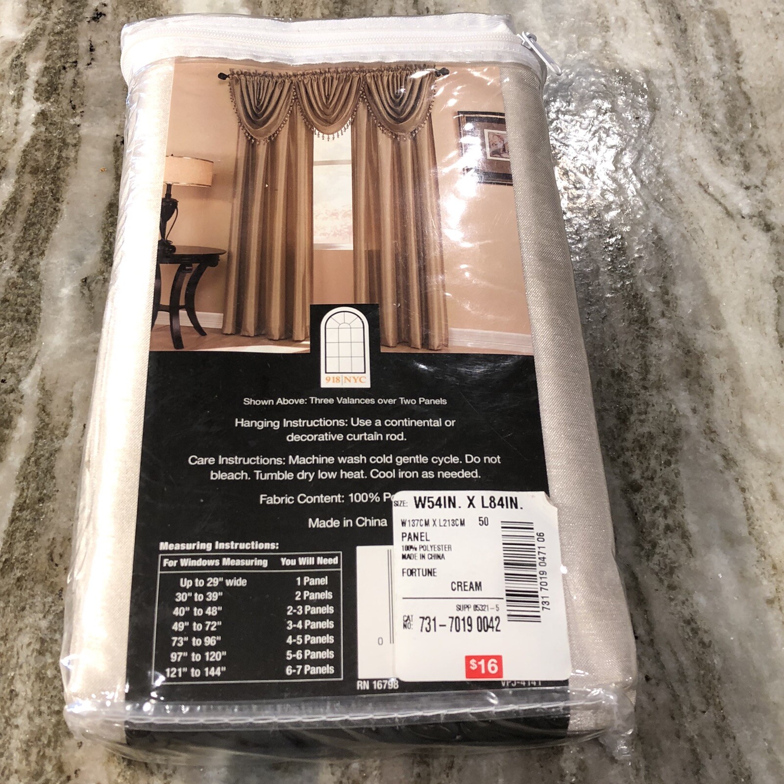918 NYC Fortune One Panel Drape Curtain 54” X 84” – Cream Granny Core