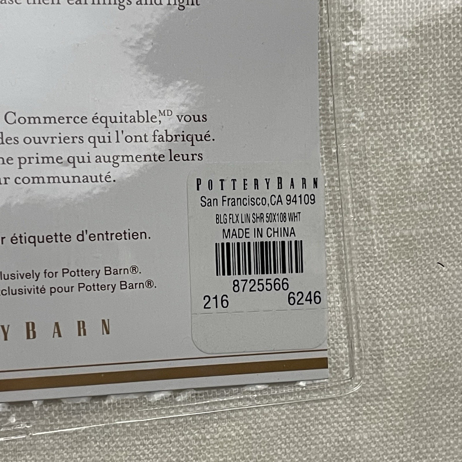 POTTERY BARN Foundations Belgian Linen Flax Sheer Drapes 50” x 108” Fair Trade