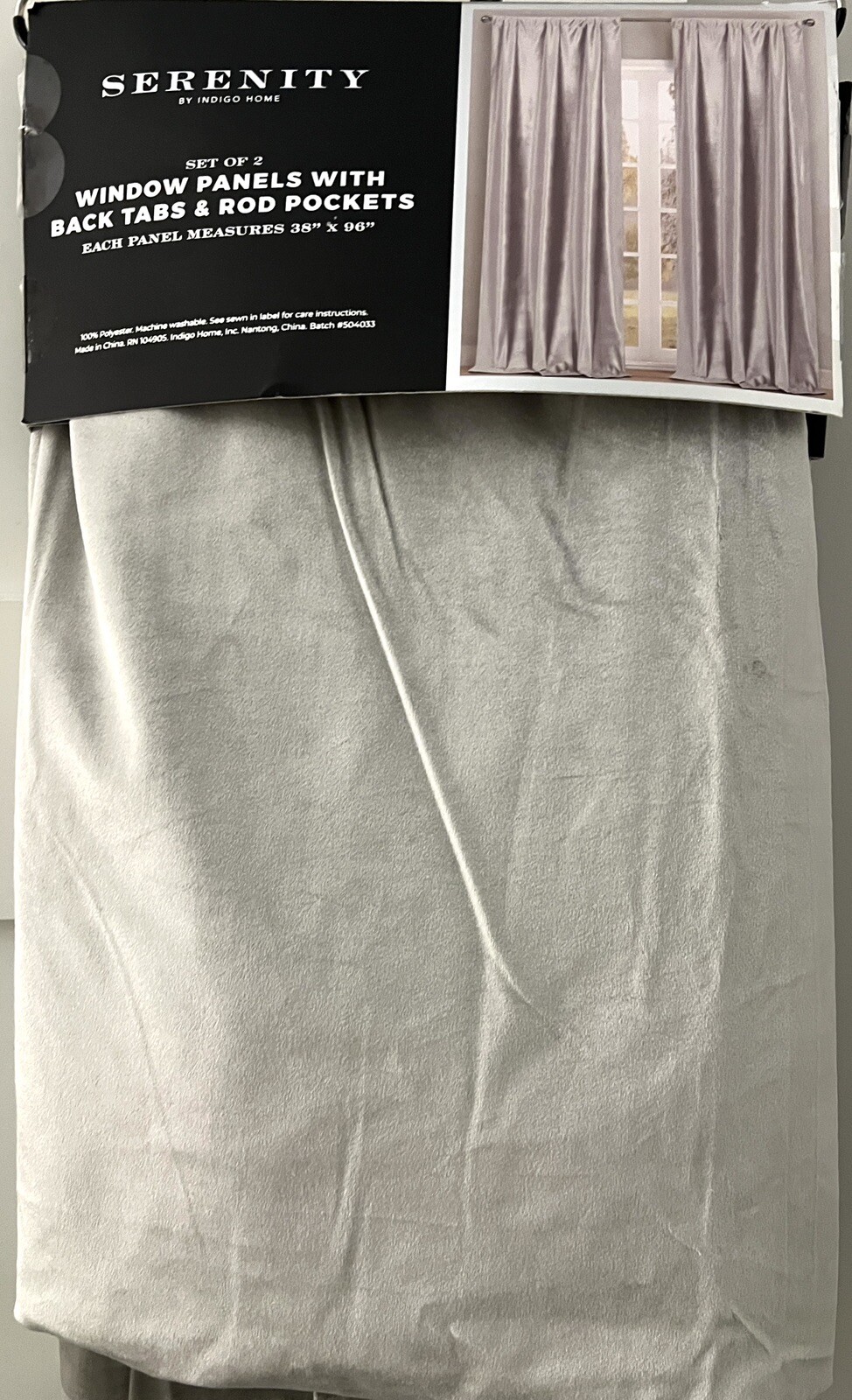 Serenity Velvet Silver Gray Panel Curtains 38×96 Set Of Two NTW Hidden Tab Top