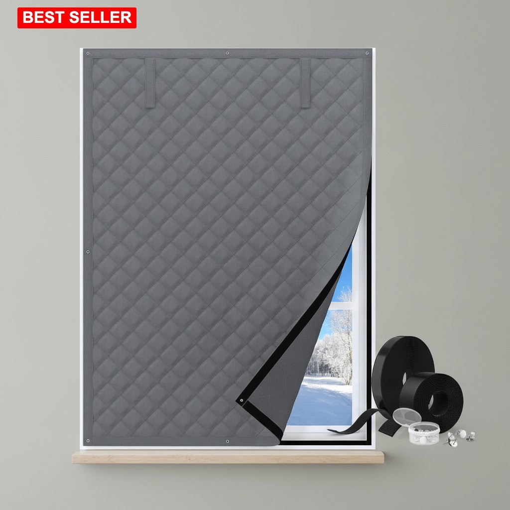 Window Cover Insulation Blanket 38X62 Inches Gray Cotton Oxford Material Energy