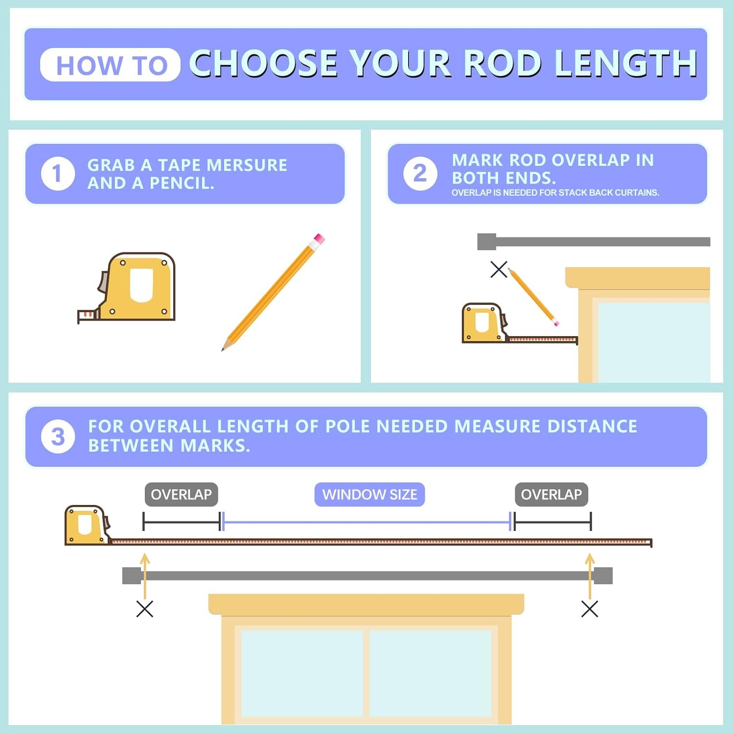 Byondeth Curtain Rods for Windows 16 to 144 Inches Adjustable Length 1 Inch
