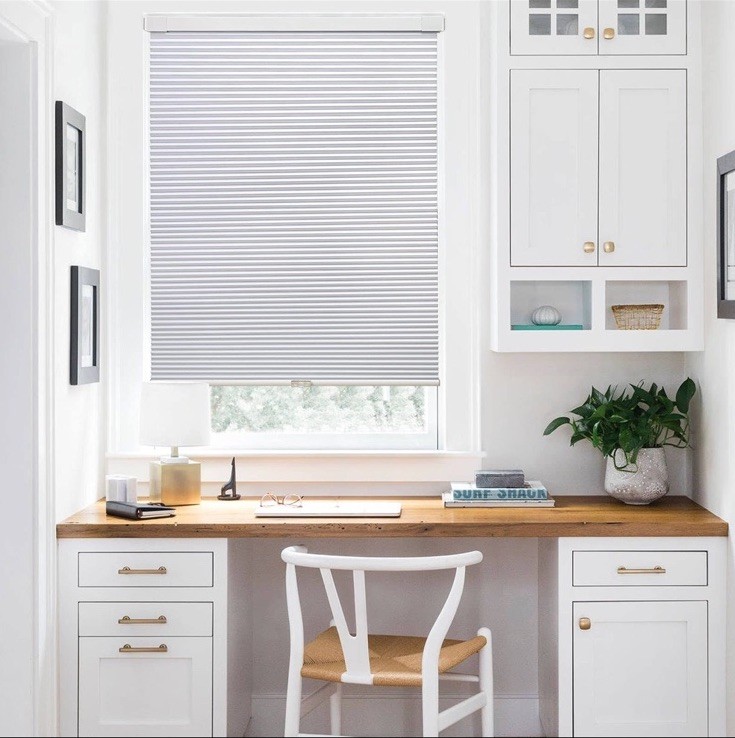 LazBlinds Cordless Cellular Shades 33 1/2” W x 64” H, Silver White