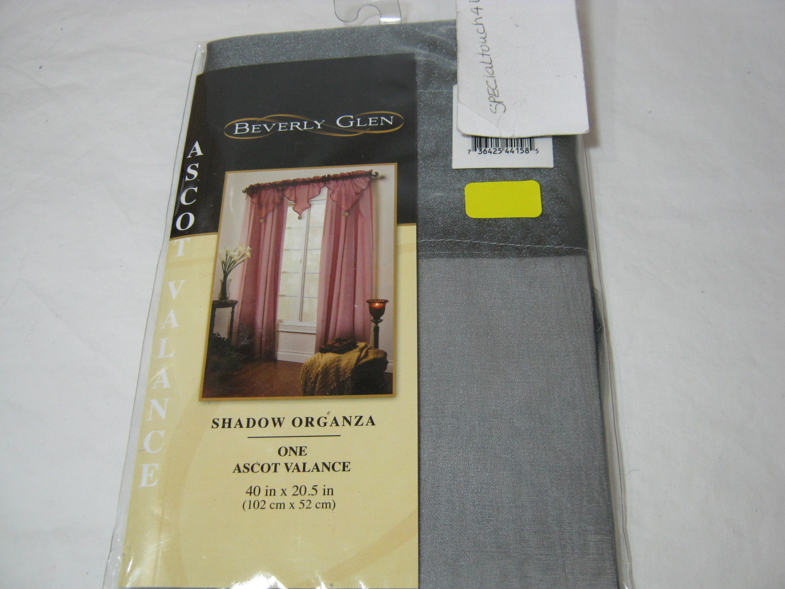New Beverly Glen Gray Shadow Organza Ascot Window Valance 40×20.5 NIP