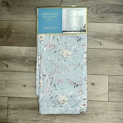 38 x 96 Lillian August Curtains Rod Pocket Birdsong Floral Seafoam Green Blue